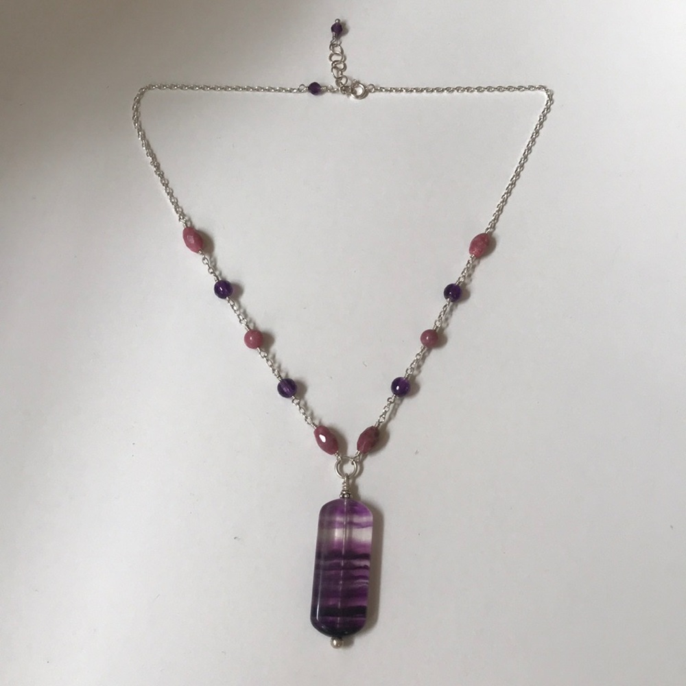 Fluorite and sterling silver necklace 🧞‍♀️